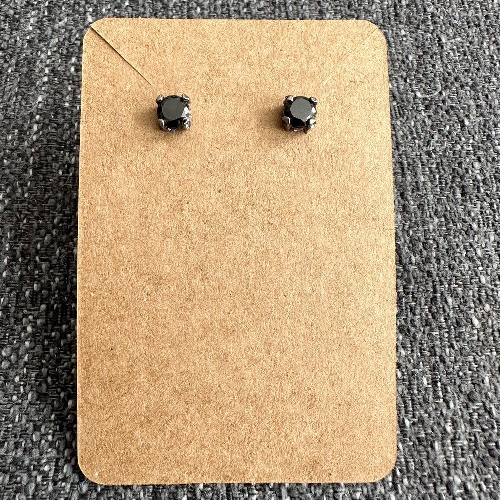 Black CZ Studs with Blue Side Stones